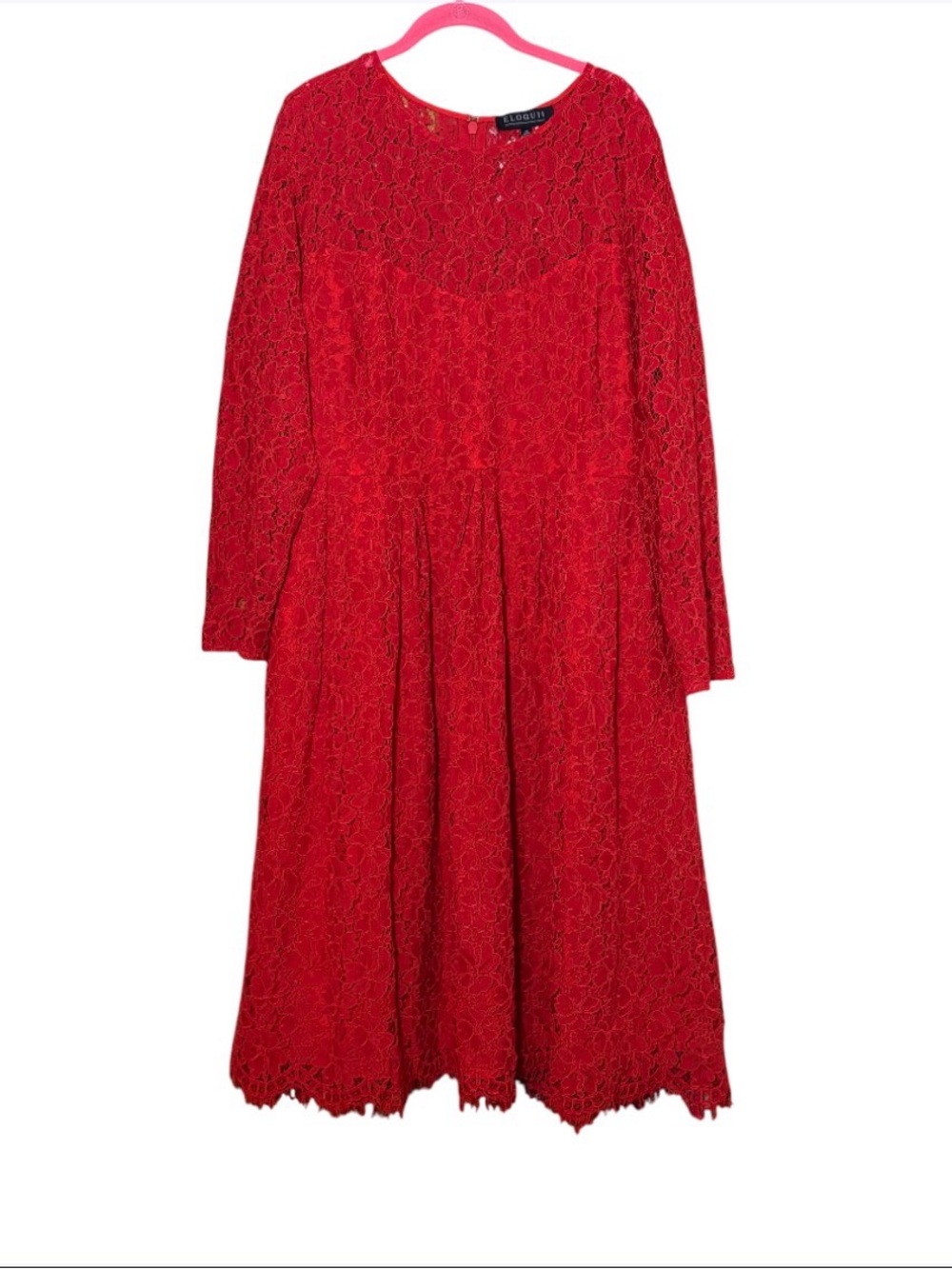 Eloquii Red Lace Fit & Flare Romantic Midi Dress Size 20 Cottagecore